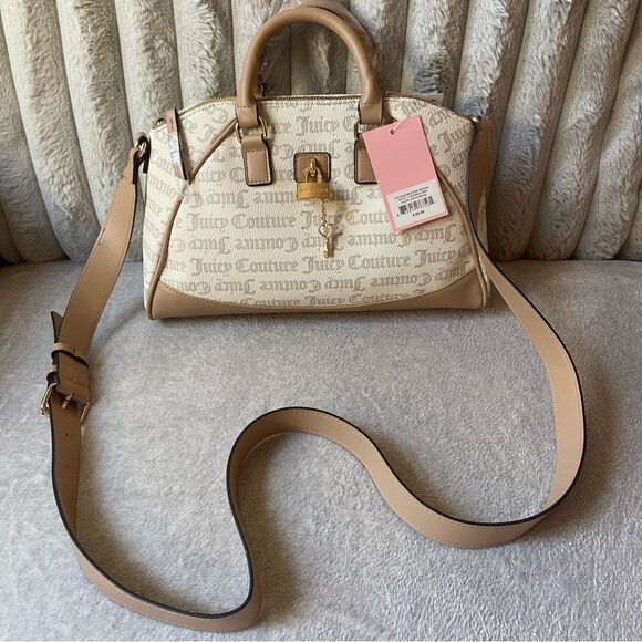 Juicy Couture Cream and Tan Purse - Juicy Couture Satchel / Crossbody Bag - Picture 1 of 6